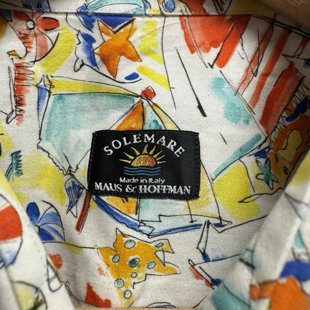 Solemare Maus & Hoffman Men's Large Multicolor Nautical Beach Hawaiian Shirt euc - Picture 3 of 5